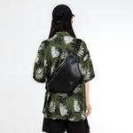 Кожаная сумка-слинг через плечевая поясная унисекс чисто черный Jordan - фото 4