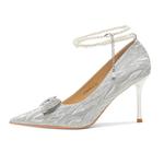 Ainer-cat Ainer cat Slim Heel High Heels 8cm Women's Silver - фото 4