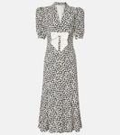 Шелковое платье миди с цветочным принтом Alessandra Rich, Black-White - фото