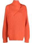 Jil Sander шерстяной джемпер в рубчик, оранжевый - фото