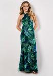 Платье макси TROPICAL LEAF Apricot, темно-синий - фото