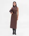 Платье миди из экокожи Simorra, коричневый - фото