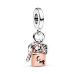 Шарм Pandora Two-tone Key, Padlock & Heart Triple Dangle Charm, двухцветный - фото