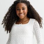 Длинный топ с кружевом для девочек 6-20 лет в размерах regular и plus So, Modern White - фото 3