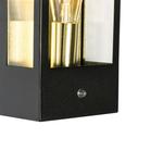 QAZQA - Industrial I Vintage I Настенный светильник для наружного освещения, черный с золотом I Датчик света и темноты из латуни - Роттердам I Наружное освещение - Прямоугольная сталь - Подходит для светодиодов E27 - фото 4