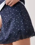 Атласные мини-юбки в темно-синий горошек Abercrombie & Fitch с кружевной отделкой - фото 4