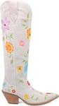 Женские вестерн-сапоги Dingo с цветочным принтом, White - фото