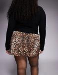 Мини-юбка ASOS DESIGN Curve с леопардовым принтом - фото 4