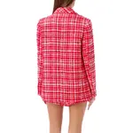 Клетчатый пиджак из букле Self-portrait, красный - фото 4