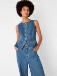 Хлопковый жилет-безрукавка Slim Fit Whistles, Denim - фото