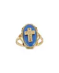 Эмалевое кольцо-крест 2028, blue - фото 2