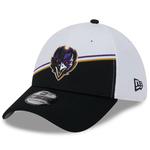 Мужская кепка New Era бело-черная Baltimore Ravens 2023 Sideline 39THIRTY Flex Hat - фото 3