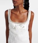 Расшитое цветами тюлевое мини-платье Self-Portrait, белый - фото 4