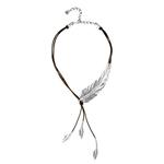 Кожаное ожерелье с подвеской в ​​виде пера Unode49, серебряный - фото 2