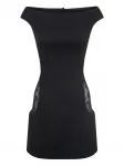 Платье мини с приспущенными плечами и вырезом-лодочкой Marine Serre, черный - фото