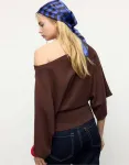 Коричневый джемпер с рукавами "летучая мышь" Stradivarius - фото 3