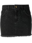 Blumarine джинсовая юбка со стразами, черный - фото