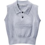 Поло с логотипом Chenille Alexander Wang, серый - фото