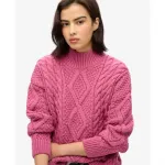Свитер Superdry Aran Cable, розовый - фото 4