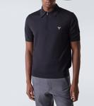 Футболка-поло из вирджинской шерсти Prada, Blu - фото 3