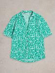 Хлопковая рубашка с принтом в виде листьев White Stuff, Teal/Multi - фото 5