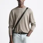 Трикотажный свитер мужской тёмно-серо-коричневый ZARA - фото 4