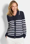 Кардиган petite с лохмастером Goldner, Navy White Patterned - фото