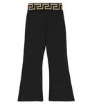 Расклешенные брюки из смесового хлопка с логотипом Versace, черный - фото 4