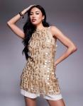 Топ River Island sequin tunic top in gold - фото