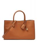 Сумка-тоут Michael Kors с золотым замочком и ремнем, коричневый - фото