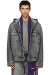 Acne Studios Серая джинсовая куртка с капюшоном - фото