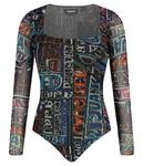 Боди женское Desigual с узором, черный - фото