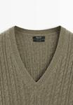 Джемпер Massimo Dutti CASHMERE OVERSIZE V-NECK, Mottled Green - фото 10
