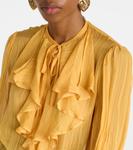Шелковая блузка с оборками Etro, желтый - фото 4