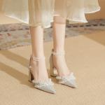 Ainer-cat Ainer cat Chunky Heel High Heels 8cm Women's Silver - фото 5