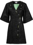 GANNI платье мини с блестками, черный - фото