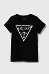 Детская хлопковая футболка Guess, черный - фото