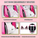 Шлем мотоциклетный Esrada Bluetooth с кошачьими ушками, белый / розовый - фото 4