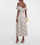 Платье миди со сборками и открытыми плечами Markarian, синий - фото 3