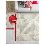 Ковер, короткий ворс IKEA UNDERVISNING, 133x195 см, цвет off-white black/handmade - фото 2