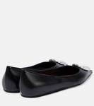 Балетки из кожи с декоративными элементами Camelia Amina Muaddi, Black/White - фото 2