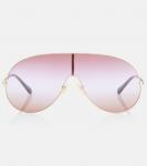 Авиаторские солнцезащитные очки Aly Shield Chloé, Gold-Gold-Red - фото