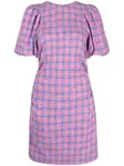 Платье мини в клетку GANNI, розовый - фото