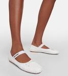 Балетки из лаковой кожи с логотипом Miu Miu, белый - фото 4