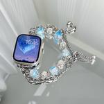 IBOANN Часы Strap Apple Compatibility Glass Beads Retractable Chain Material, Glass Beads Retractable Chain Strap-Blue - фото 4