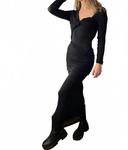 Ветром сквозь спину макси-платье в черном THIRD FORM - фото 3