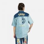 Джинсовая рубашка с вышитым логотипом Evisu, синий - фото 4