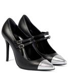 Кожаные лоферы Alessandra Rich, Black-Silver - фото