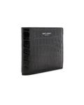 Кошелек Saint Laurent Matte Croc Billfold, черный - фото 3