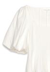 Блуза NA-KD PLEATED PUFF SLEEVE, Offwhite/White - фото 5